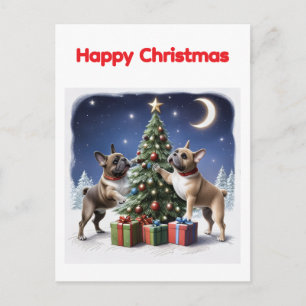 Französische Bulldogge Weihnachtsbaum Bulldog Postkarte