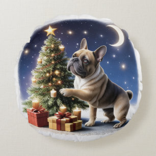 Französische Bulldogge Weihnachtsbaum Bulldog Rundes Kissen