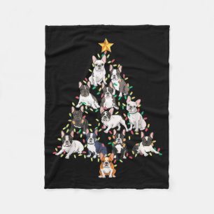 Französische Bulldogge Weihnachtsbaum Frenchie Hun Fleecedecke