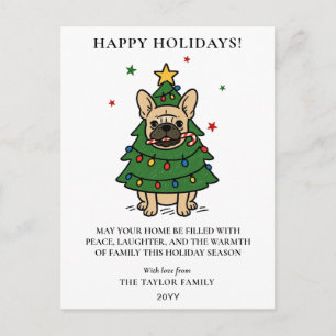 Französische Bulldogge Weihnachtsbaum Hund Frenchi Feiertagspostkarte