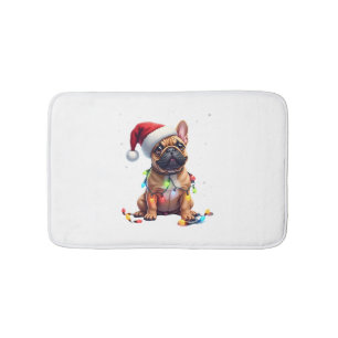 Französische Bulldogge Weihnachtsbeleuchtung Weihn Badematte