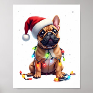 Französische Bulldogge Weihnachtsbeleuchtung Weihn Poster