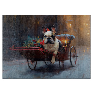 Französische Bulldogge Weihnachtsfest Saison Schneidebrett