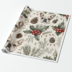 Französische Bulldogge Weihnachtsgeschenkpapier    Geschenkpapier