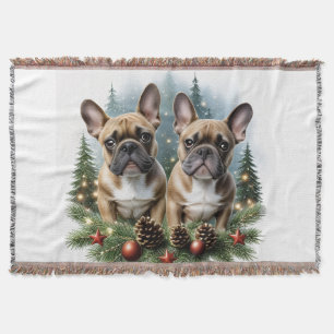 Französische Bulldogge Weihnachtskranz Bulldog Decke