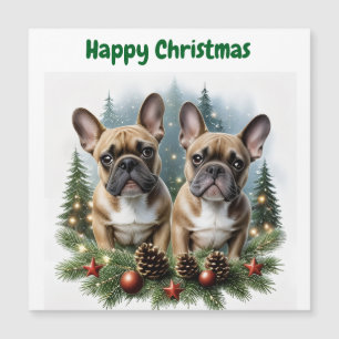 Französische Bulldogge  Weihnachtskranz Bulldog Magnetkarte
