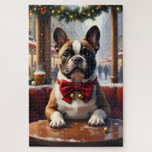 Französische Bulldogge Weihnachtskunst Puzzle