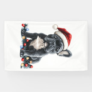 Französische Bulldogge Weihnachtslichter Xmas Hund Banner