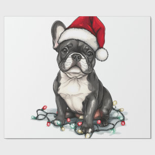 Französische Bulldogge Weihnachtslichter Xmas Hund Geschenkpapier