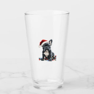 Französische Bulldogge Weihnachtslichter Xmas Hund Glas