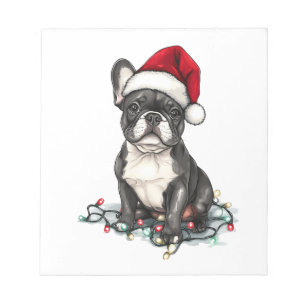 Französische Bulldogge Weihnachtslichter Xmas Hund Notizblock