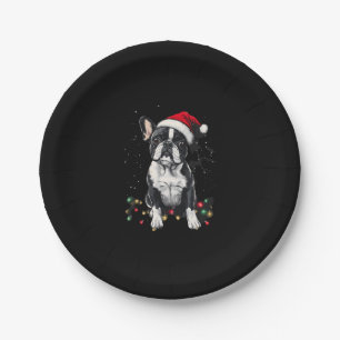 Französische Bulldogge Weihnachtslichter Xmas Hund Pappteller