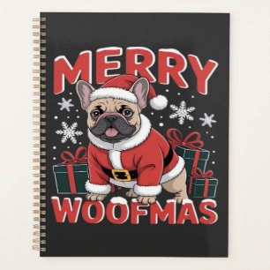 Französische Bulldogge Weihnachtsmann Hut Frohe We Planer