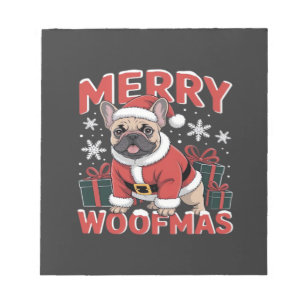 Französische Bulldogge Weihnachtsmann Mütze Frohe Notizblock