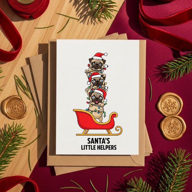 Französische Bulldogge Weihnachtsmann Schlitten Sü Feiertagskarte (Von Creator hochgeladen)