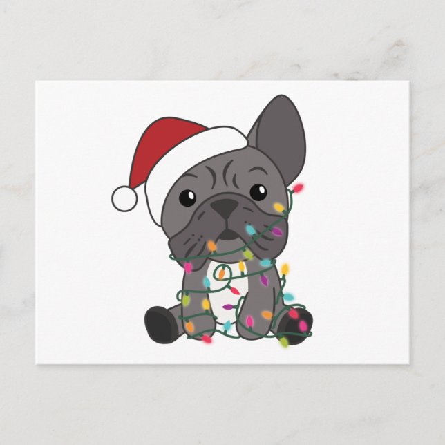 Französische Bulldogge Weihnachtsschneetiere Postkarte (Vorderseite)