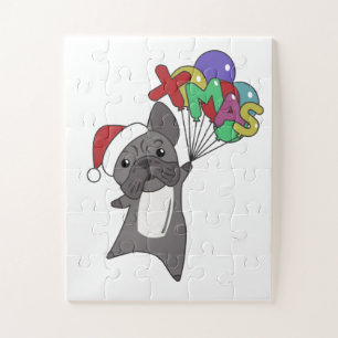 Französische Bulldogge Weihnachtsschneetiere Puzzle
