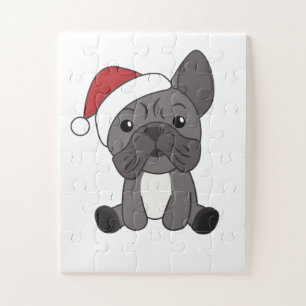 Französische Bulldogge Weihnachtsschneetiere Puzzle