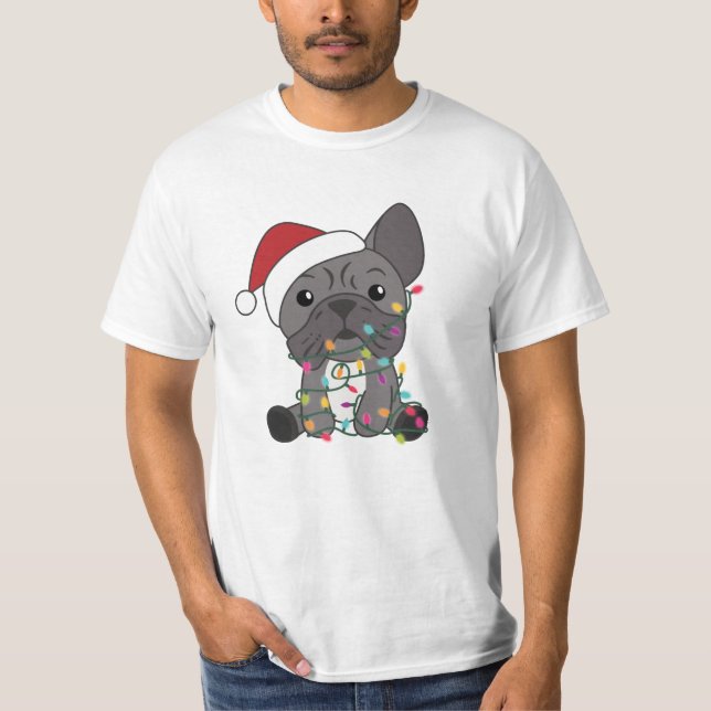 Französische Bulldogge Weihnachtsschneetiere T-Shirt (Vorderseite)