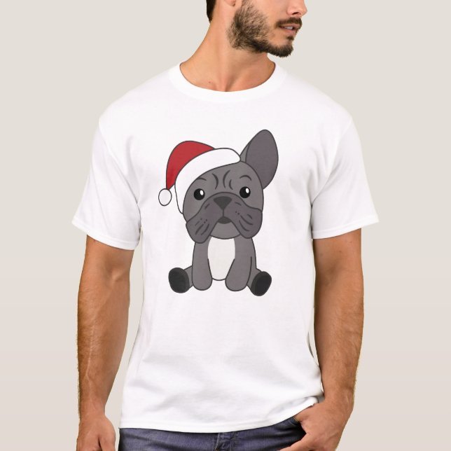 Französische Bulldogge Weihnachtsschneetiere T-Shirt (Vorderseite)