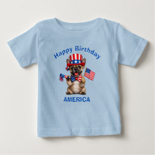 Französische Bulldogge-Welpe (2n) Patriotisches Ki Baby T-shirt