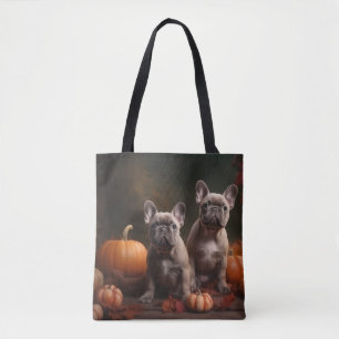 Französische Bulldogge Welpe Herbstfreude Kürbis
