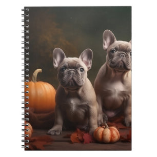 Französische Bulldogge Welpe Herbstfreude Kürbis Notizblock