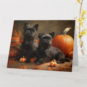 Französische Bulldogge Welpe Herbstvergnügen Kürbi Karte