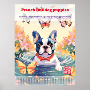 Französische Bulldogge Welpe Verkauf Abreißzettel Poster