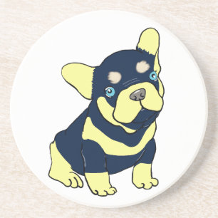 Französische Bulldogge-Welpen-Cartoon-Sandstein-Ge Getränkeuntersetzer