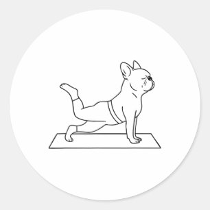 Französische Bulldogge Yoga Lustige Französin  Runder Aufkleber