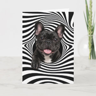 Französische Bulldogge zum Geburtstag in abstrakte Karte