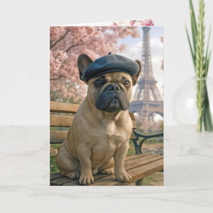 Französische Bulldogge zum Geburtstag in Paris Karte
