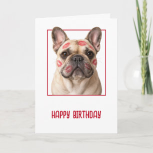 Französische Bulldogge zum Geburtstag mit Lippenst Karte