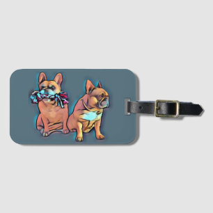 Französische Bulldogge zwei Freunde French Bulldog Gepäckanhänger