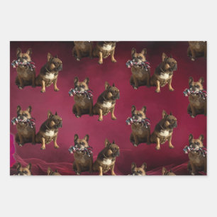Französische Bulldogge zwei Freunde French Bulldog Geschenkpapier Set