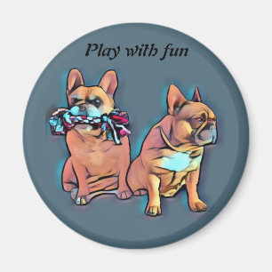 Französische Bulldogge zwei Freunde French Bulldog Magnet