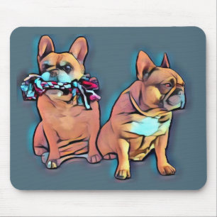Französische Bulldogge zwei Freunde French Bulldog Mousepad