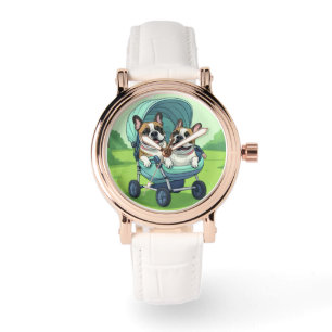 Französische Bulldogge Zwillinge Armbanduhr
