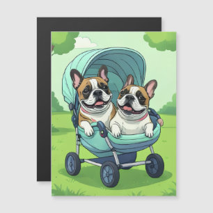 Französische Bulldogge Zwillinge Magnetkarte
