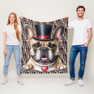 Französische Bulldogge Zylinder French Bulldog Fleecedecke