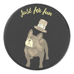 Französische Bulldogge Zylinder Neujahr Eishockey Puck