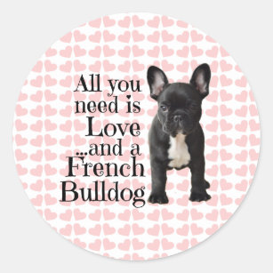 Französische Bulldoggen-Aufkleber - Liebe Runder Aufkleber