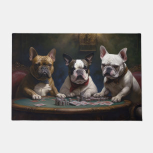 Französische Bulldoggen beim Pokern Malerei Fußmatte