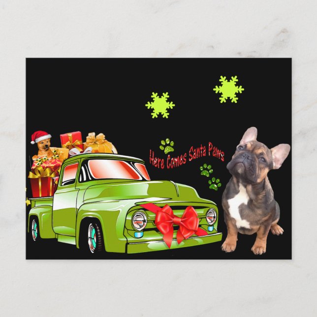 französische Bulldoggen Christmas French Bulldog Postkarte (Vorderseite)