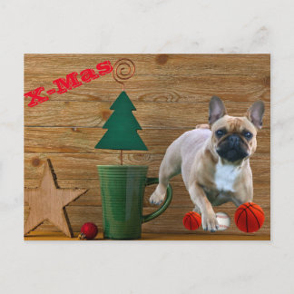 französische Bulldoggen Christmas French Bulldog Postkarte