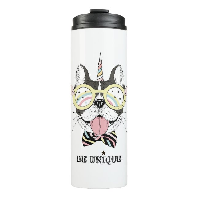 Französische Bulldoggen-Einhorn Thermosbecher (Vorderseite)