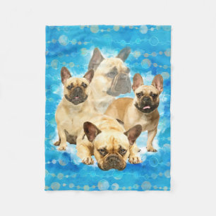 Französische Bulldoggen - Frenchie Collage Fleecedecke