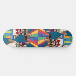 Französische Bulldoggen Frohes Neues Jahr Skateboard