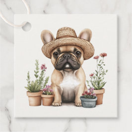 Französische Bulldoggen Gartenmöbel für Blume Geschenkanhänger